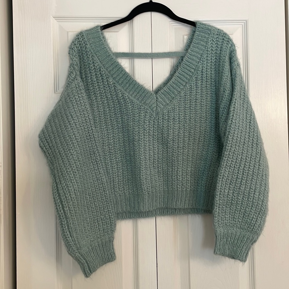 Forever 21 Crop Off the shoulder fuzzy sweater